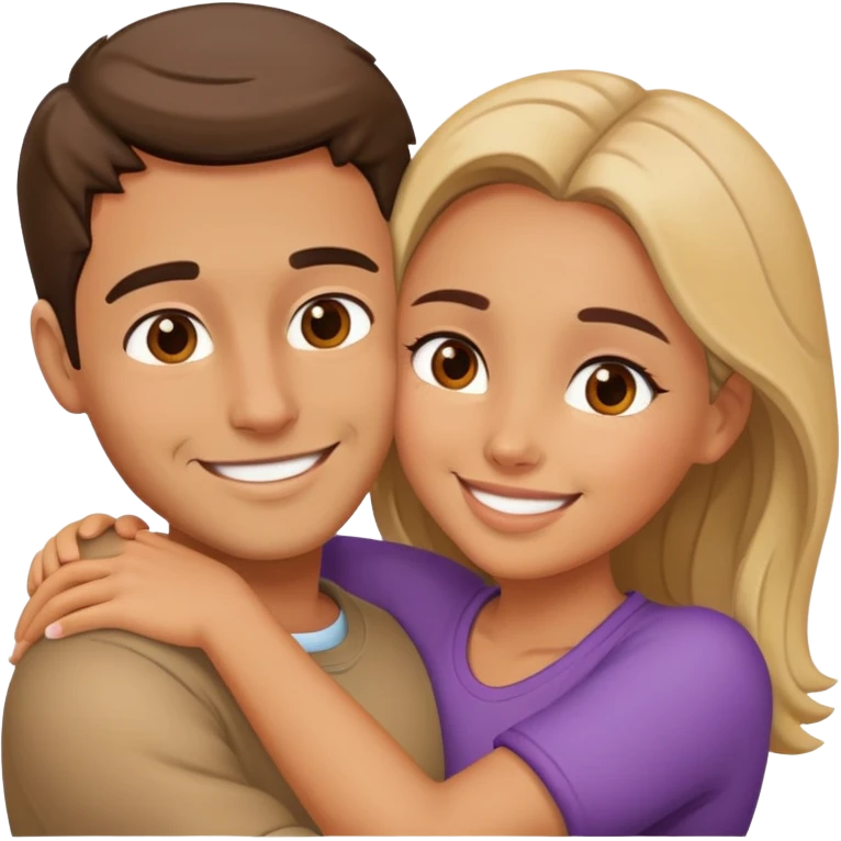 couple hug with warm smiles emoji