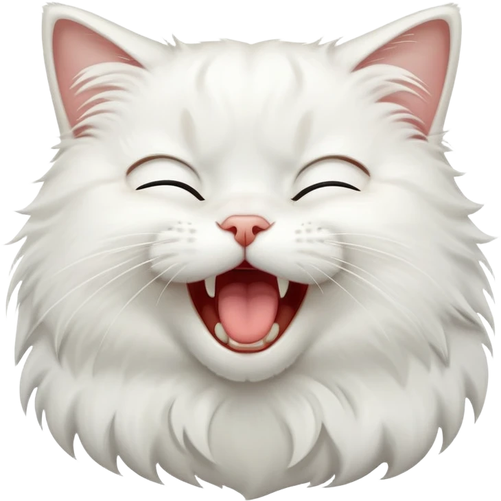 Sleepy white cat yawning emoji