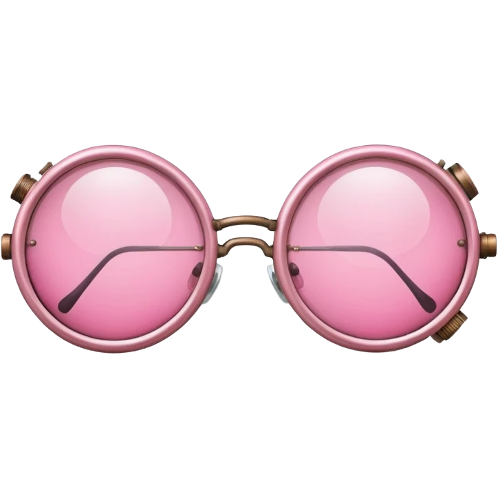vintage pink welder's glasses, retro style with pink circular lenses, steampunk inspired emoji