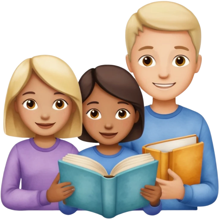 watercolor books and children  emoji