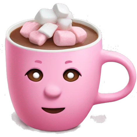 Light￼ pink mug hot chocolate with marshmallows emoji