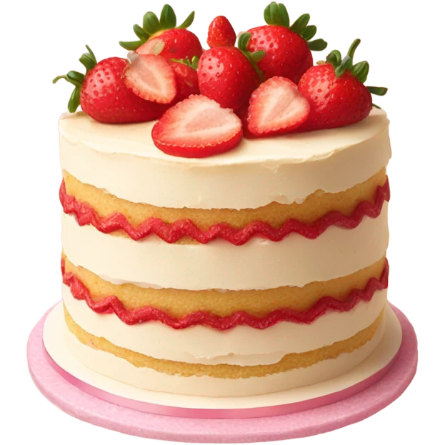 strawberry vanilla cake with spon emoji