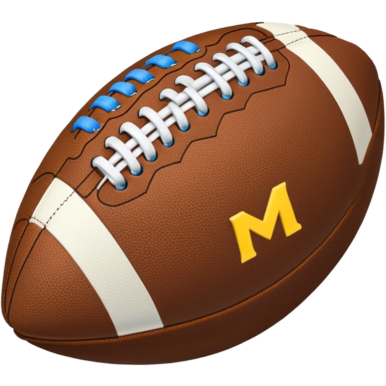 American football with blue and yellow M emoji