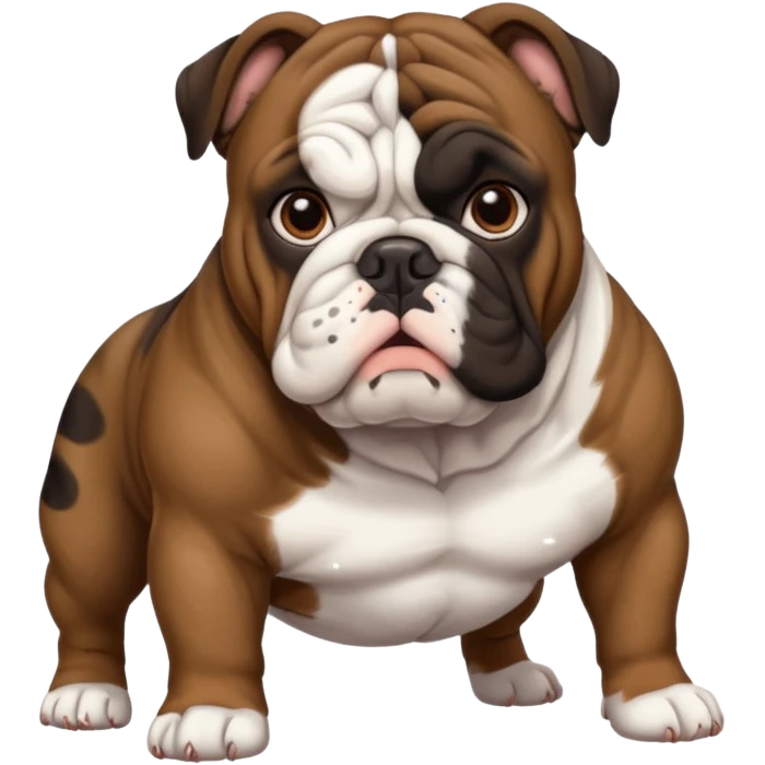 bulldog ingles atigrado cafe oscuro casi negro con blanco emoji