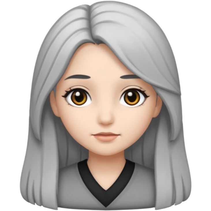 girl with black and gray hair and black eyes and long hair emoji