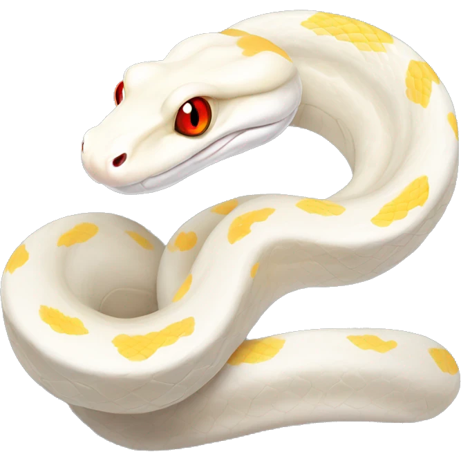 A full body albino reticulated python with red eyes emoji