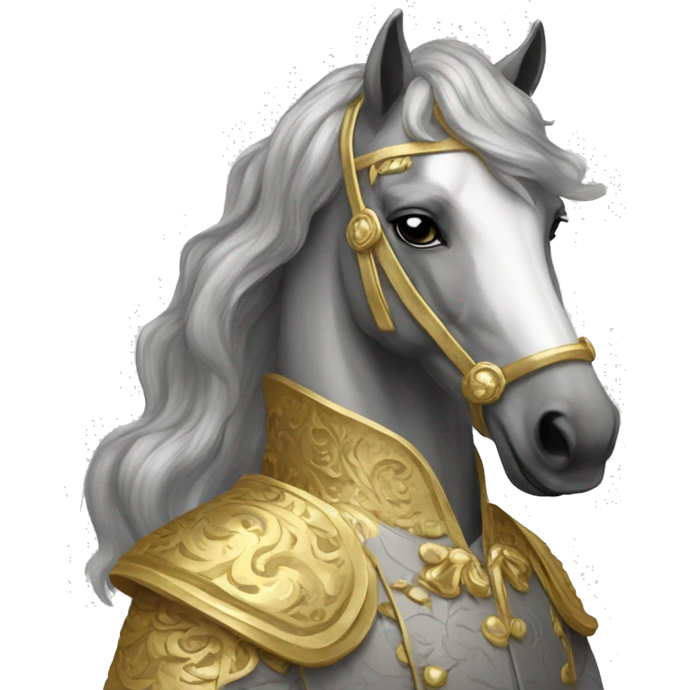 Gilded saddle vintage gray piebald horse gilded robes emoji