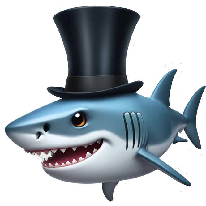Shark with a top hat emoji