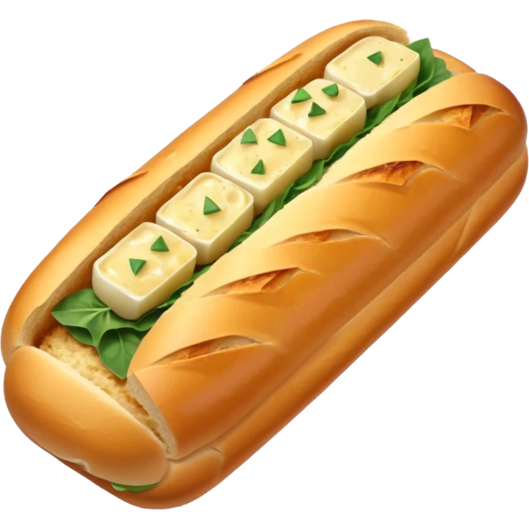 Garlic bread baguette with diagonal incisions emoji