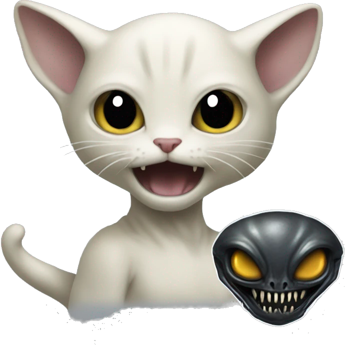 hybrid of cat and a xenomorph alien  emoji