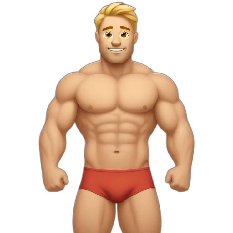 A muscular man with a rounded belly emoji