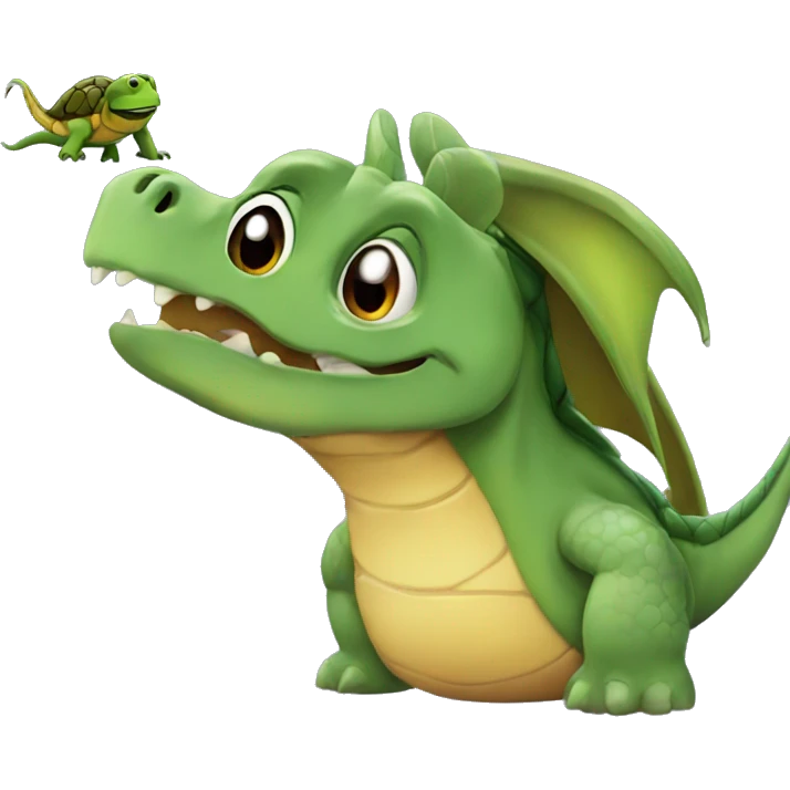 Dragon kissing a turtle emoji