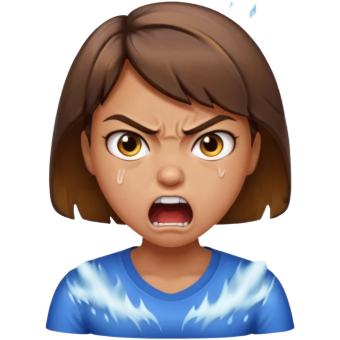 very angry and mad enraged fuming foaming at the mouth emoji really mad and sweating lots of detail girl  emoji