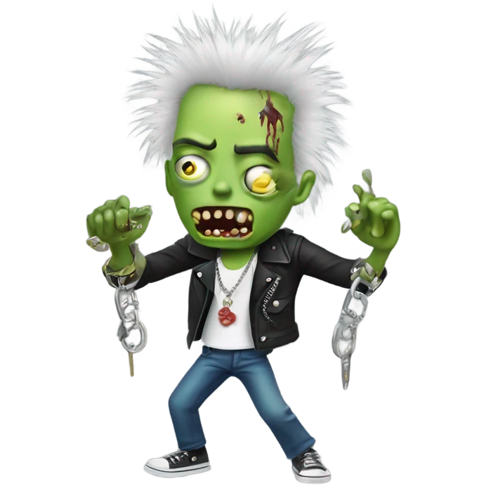 sid vicious zombie wearing a padlock necklace dancing emoji