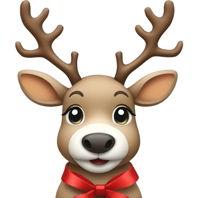 reindeer with red bow emoji