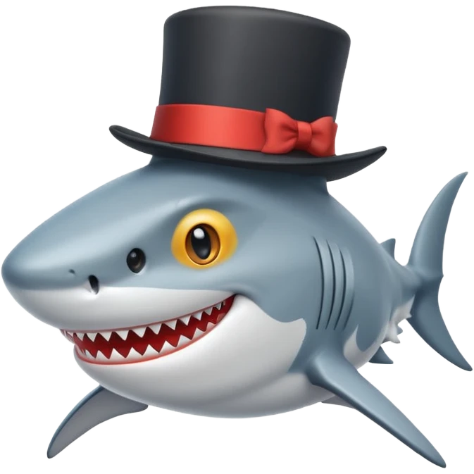 Shark with a top hat emoji