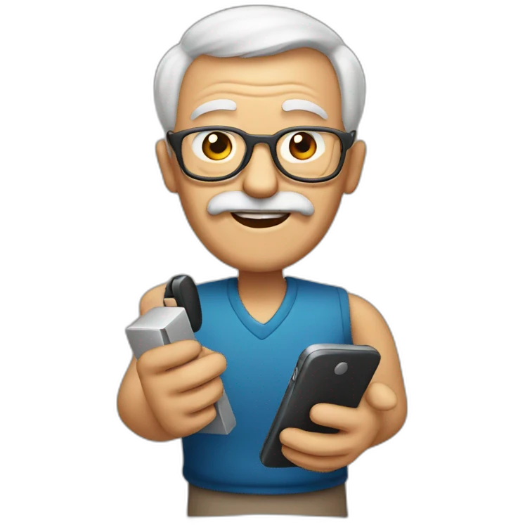 Grandpa with phone  emoji