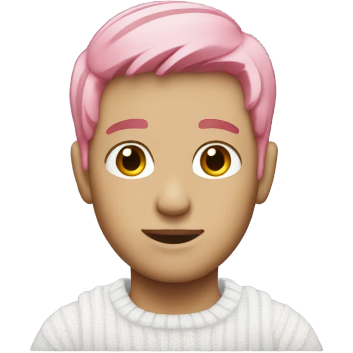 pink hair adorable male with white sweater emoji