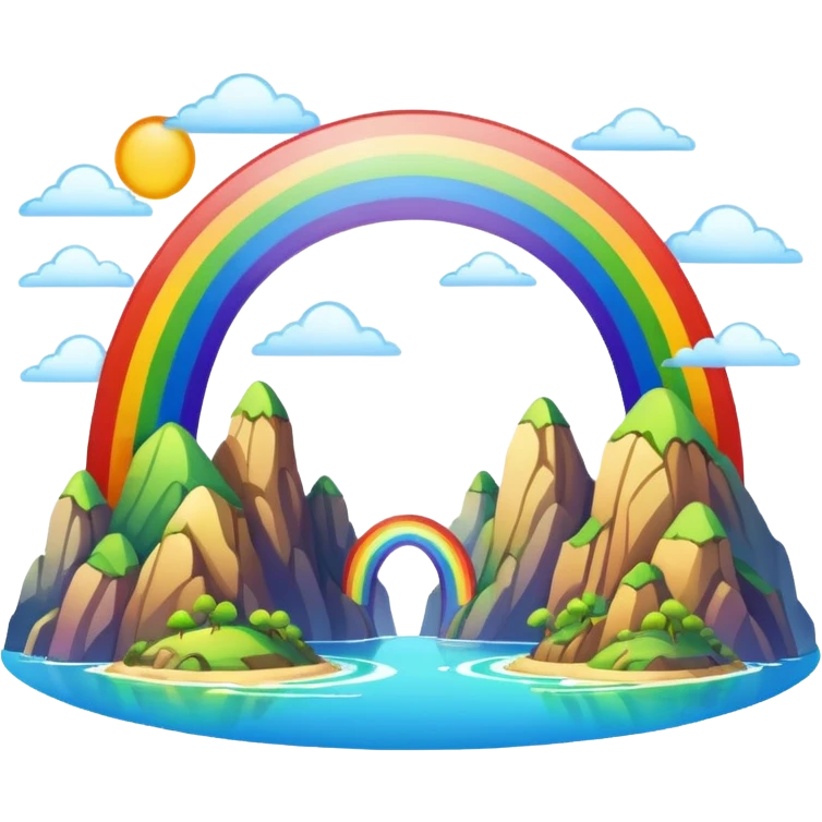 Rainbow Bridge – Arched rainbow connecting flying islands. emoji