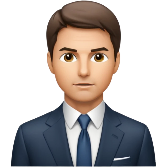 Illustrate Tom Cruise in a suit with sharp look & short hair. emoji