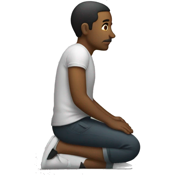 Man from side with hands on knees and back arched emoji