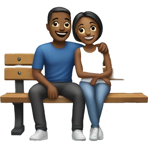 happy couple on a bench  emoji