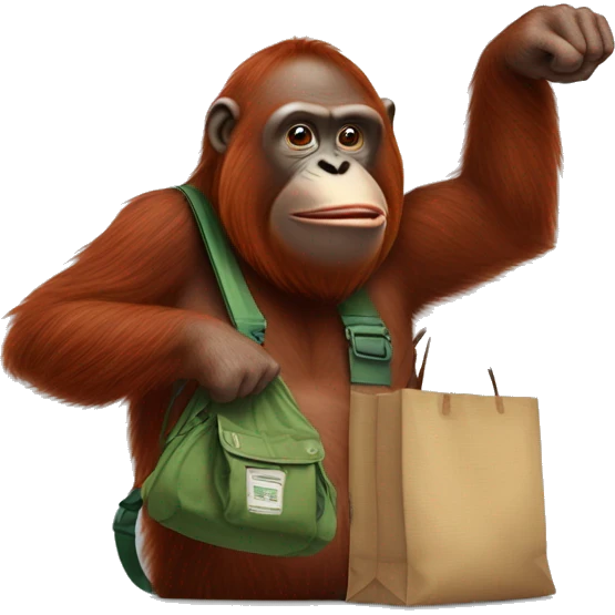 orangutan pointing at someone’s bag with his index finger  emoji