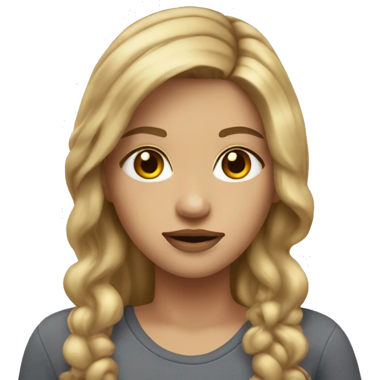 dirty blond hair with highlights and brown eyes with necklace emoji