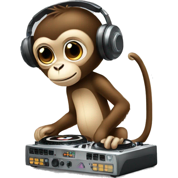 funny cute monkey with dj mixer emoji