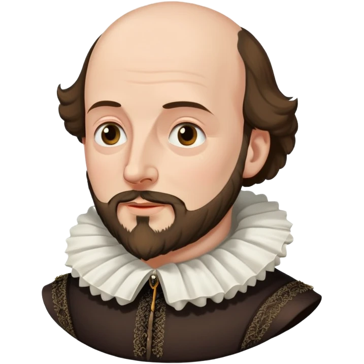 William Shakespeare with beard and balding head wearing a ruff collar emoji
