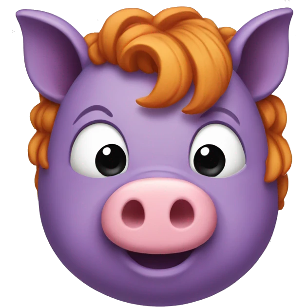 A purple pig with a face of a ginger emoji
