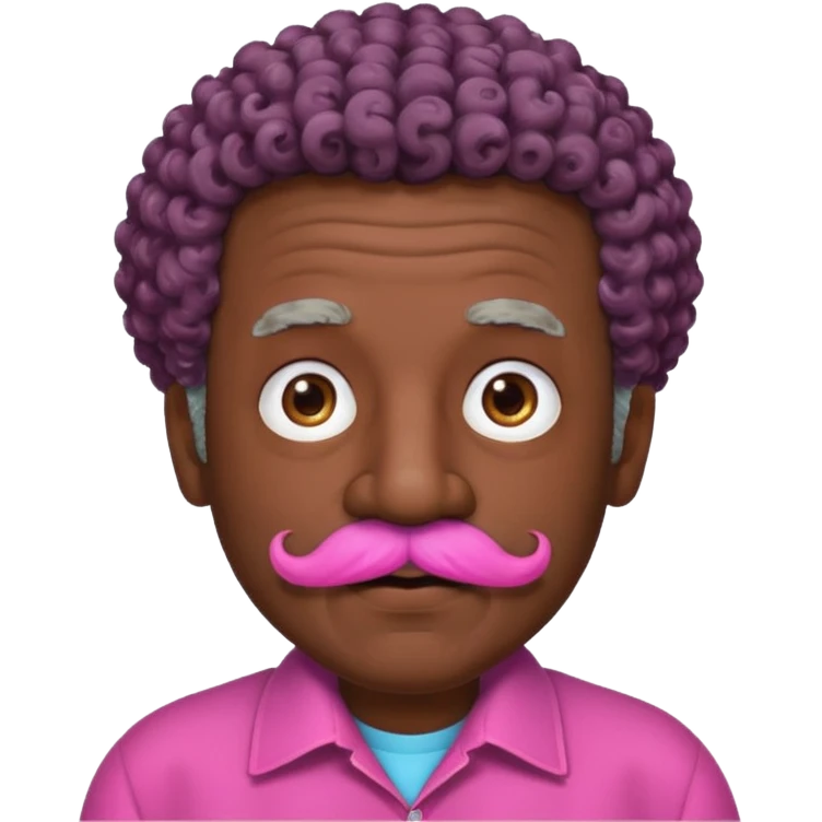 old guy with very curly short dark hair and big  pink mustache emoji