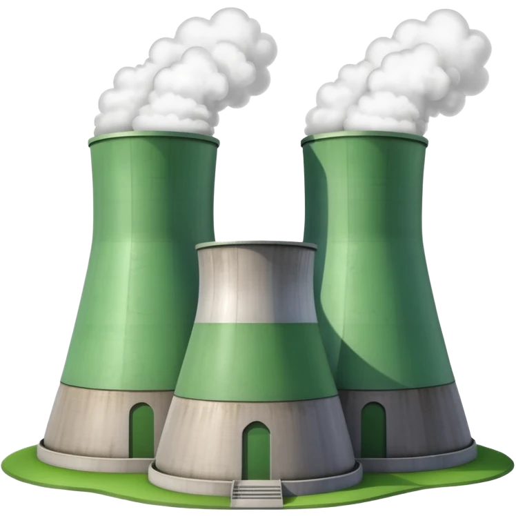 nuclear power plant with two cooling towers, green energy theme, no text emoji
