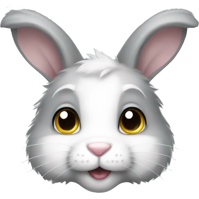 Fluffy grey and white bunny emoji