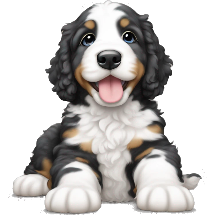 White with grey spots bernedoodle puppy emoji