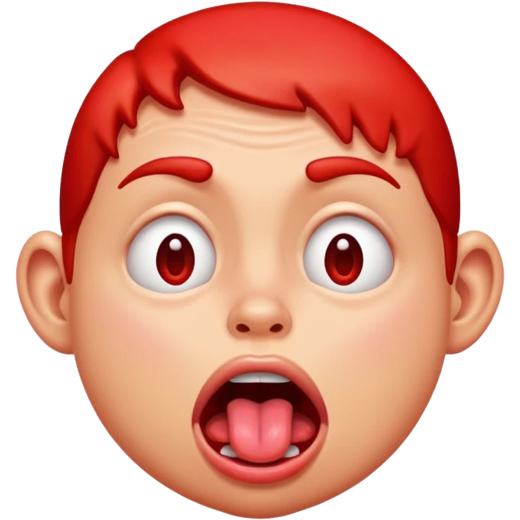Red sweaty face begging with tongue out emoji