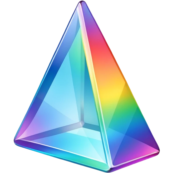 A 3d, not to detailed rainbow prismatic triangular prism. emoji