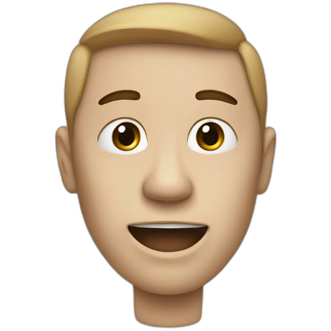 A person with a very marked jaw, pointing at it emoji