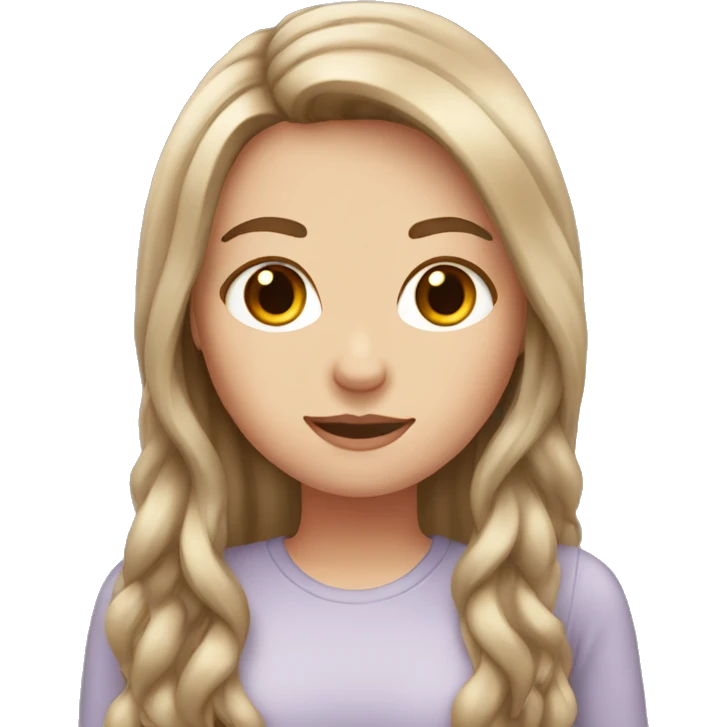 White girl with long brown hair emoji