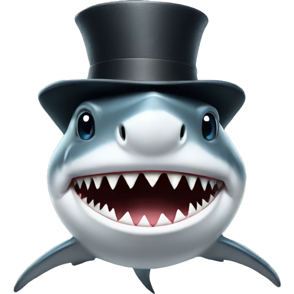 Shark with a top hat emoji