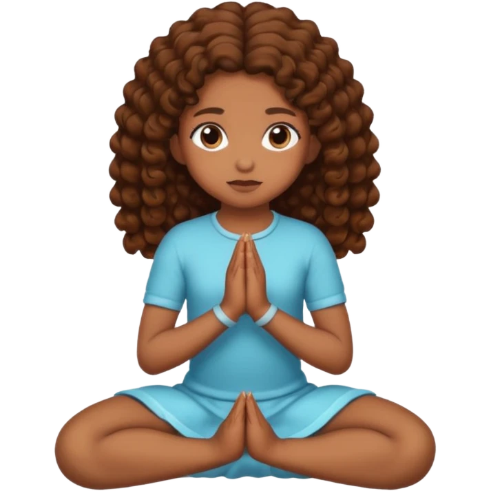 girl praying on knees curls brown emoji