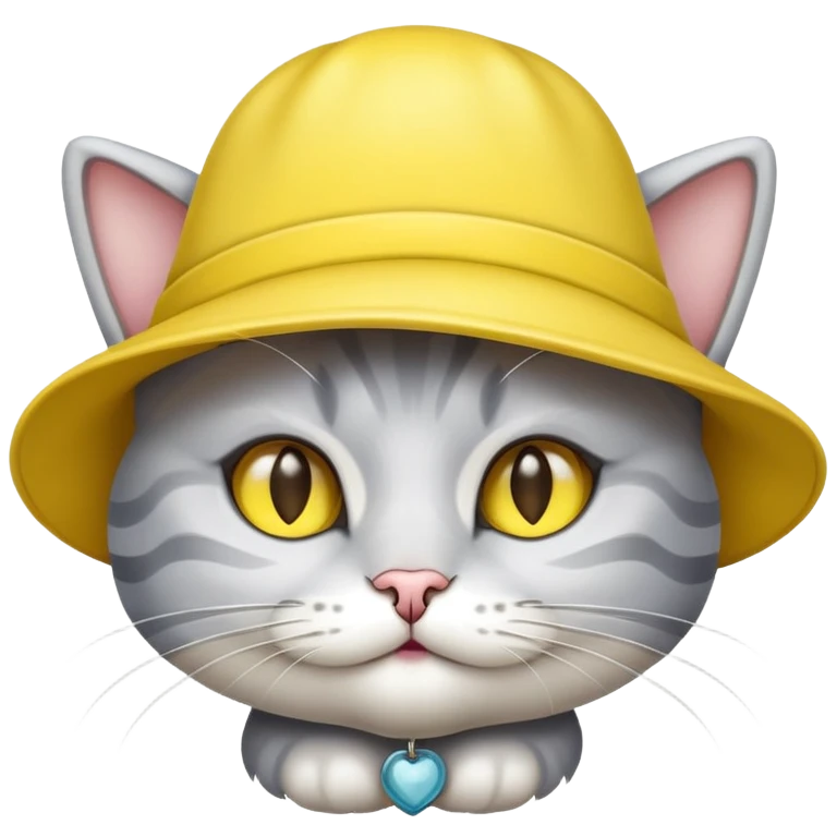 Silver shaded cat with yellow hat emoji