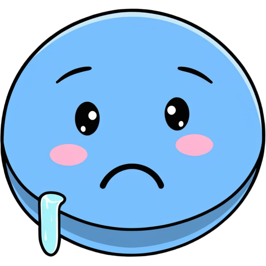 Sad crying face with tears streaming down emoji