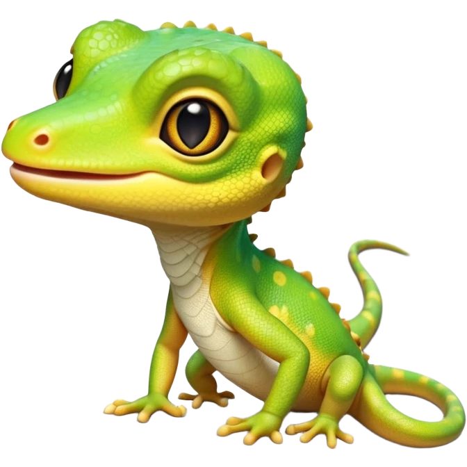 cinematic-cute-realistic gecko-portrait-emoji,-head-tilted-playfully-and-inquisitively,-featuring-a-small,-charming-body-with-smooth,-vividly-patterned-scales,-bright,-sparkling-eyes-and-delicate,-sticky-toe-pads,-simplified-yet-irresistibly-adorable emoji