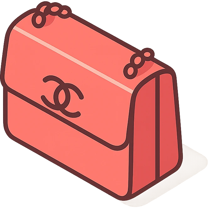 pink Chanel purse, clean and modern, 2D isometric style emoji
