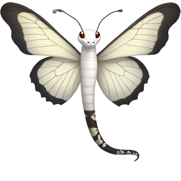White snake with wings of butterfly in the middle of its body emoji