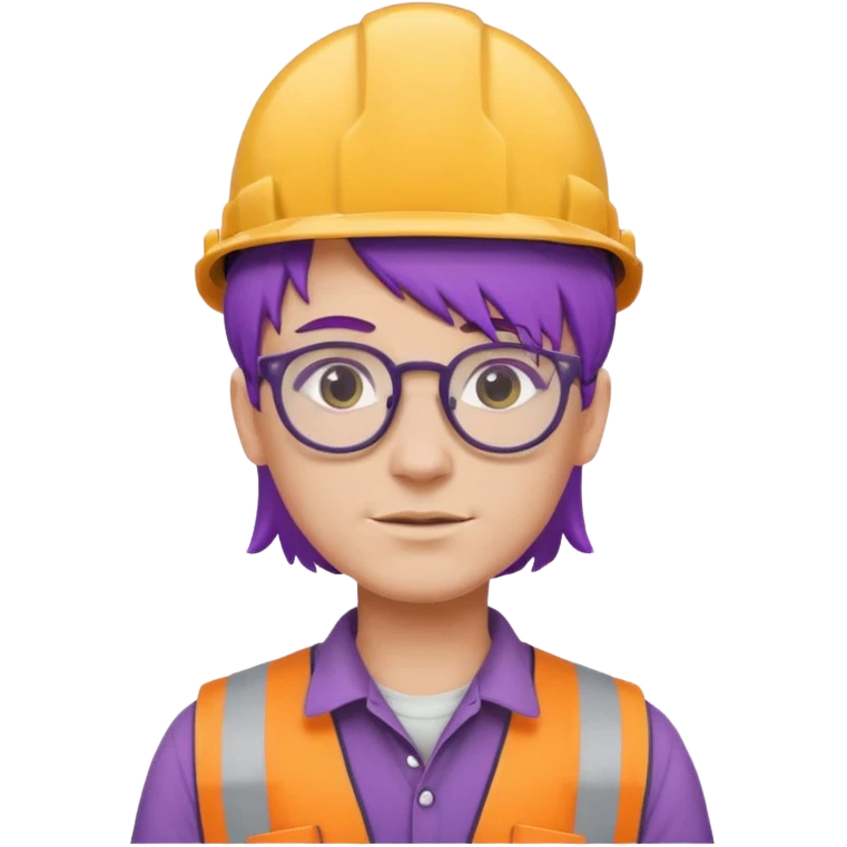 purple haired construction worker with spectacles emoji