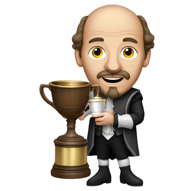 William Shakespeare holds the winner's cup in his hand emoji