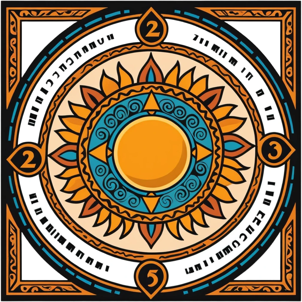 Toltec sun stone calendar with intricate designs emoji