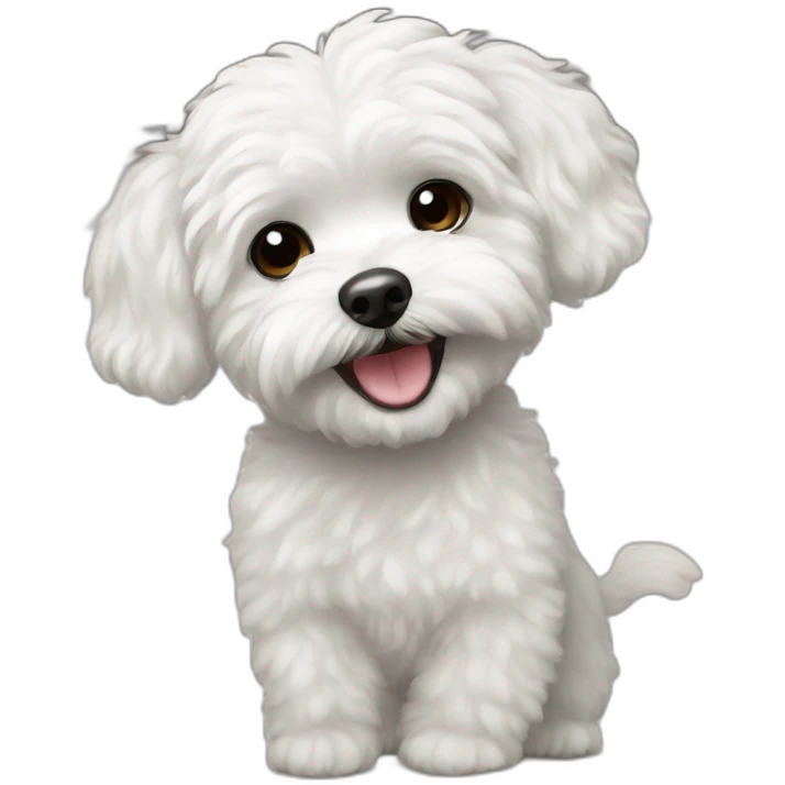 White maltipoo waving emoji